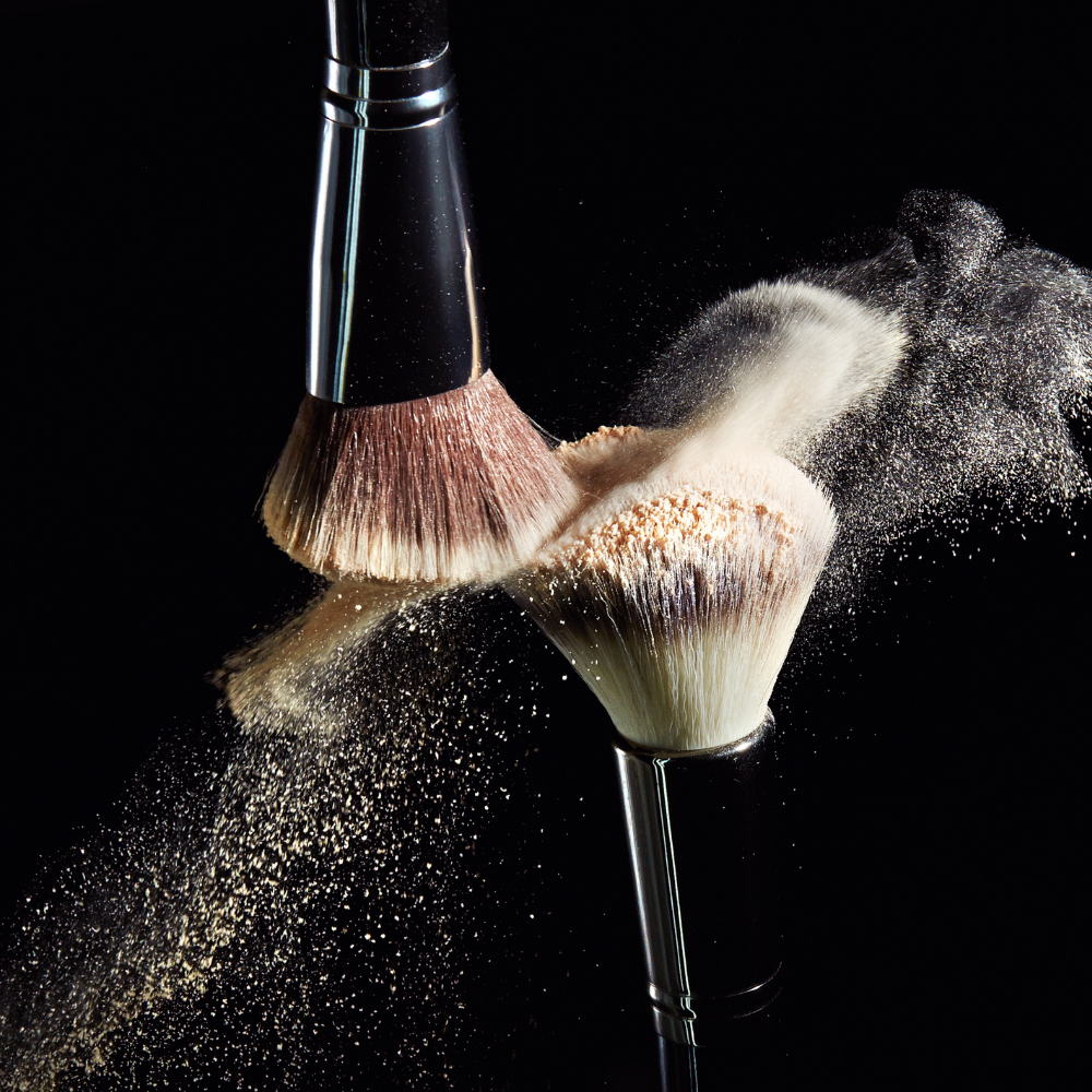 Powder brushes with powder